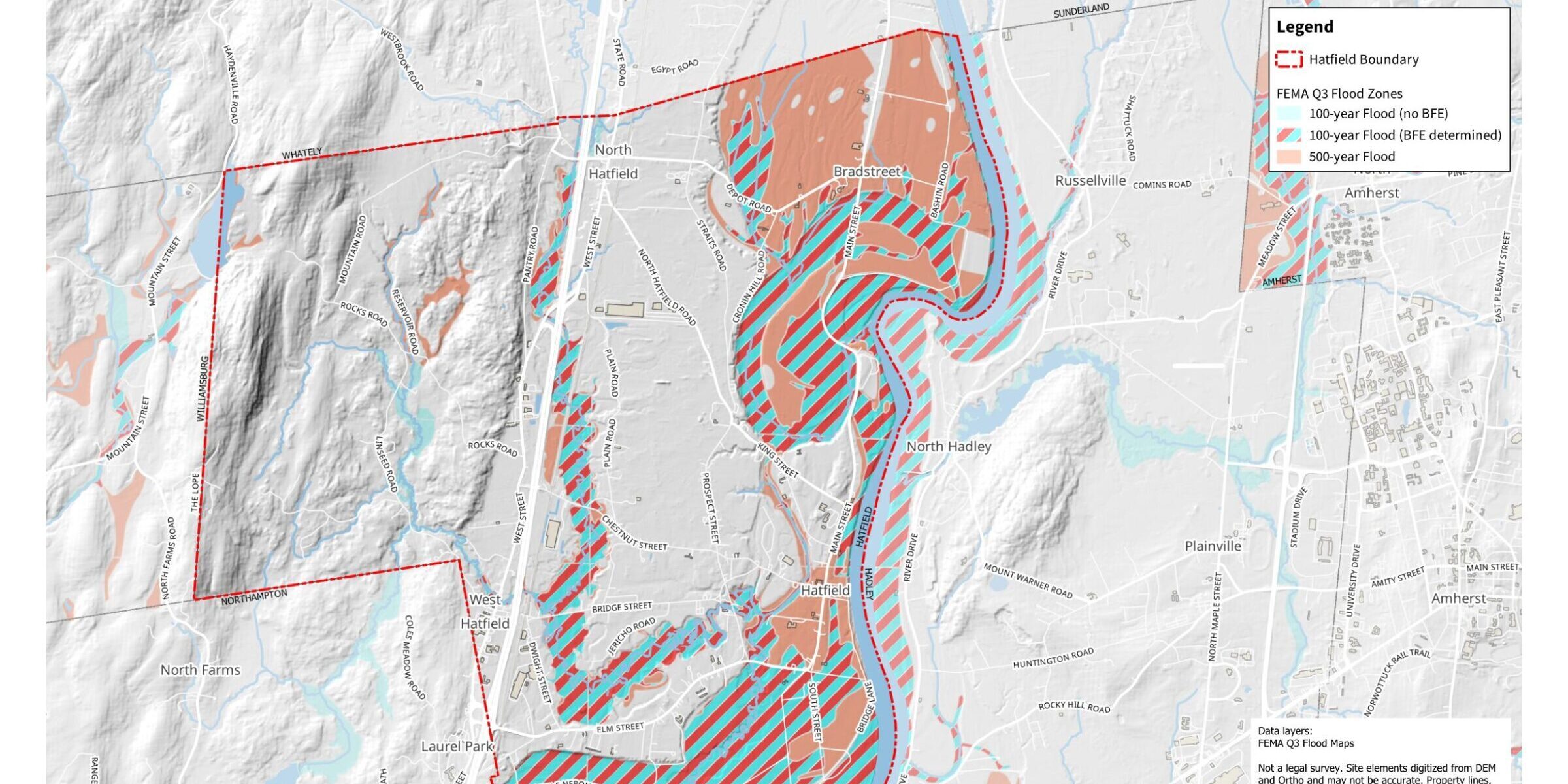 Hatfield map of FEMA Q3 flood zones